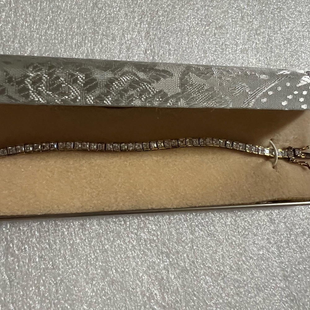 Suzanne Somers Gold Over Stirring Silver 925 Tennis Bracelet In Original Box View 4